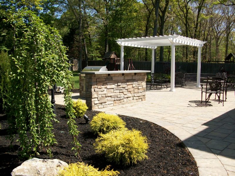 backyard patio with bbq island